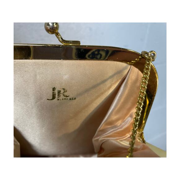 Vintage 1960s Floral Brocade Handbag Plastic Covered Kiss Lock Clasp Small Bag - Picture 9 of 10